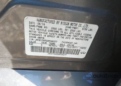 2016 Infiniti Q50 3.0T Premium z USA, uszkodzony, nr VIN JN1EV7AR2GM346277